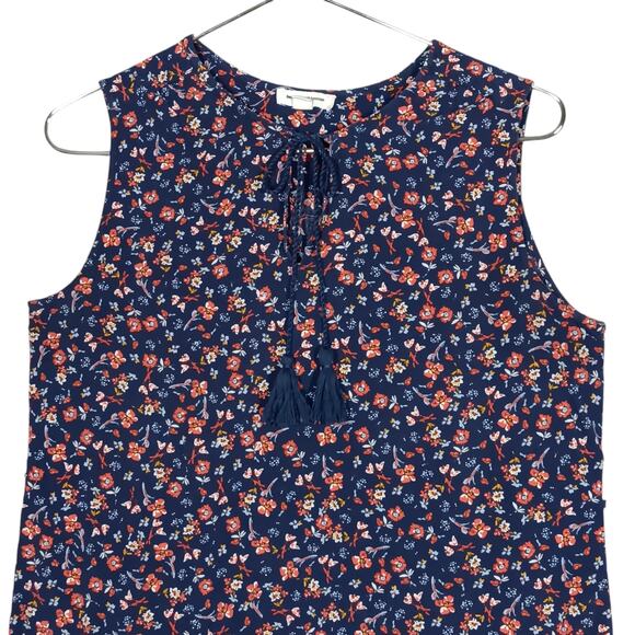 Beach Lunch Lounge Ditsy Floral Tunic Dress Size Medium Blue Sleeveless - Picture 2 of 10